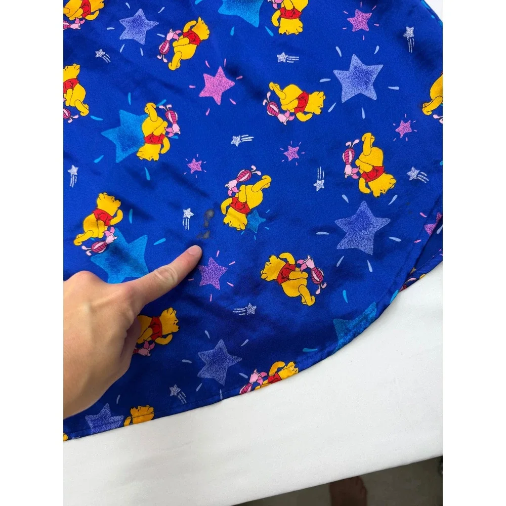 Vintage‎ Pooh Winnie the Pooh Satin Nightgown Blue Stars Piglet Sleep Shirt 2XL